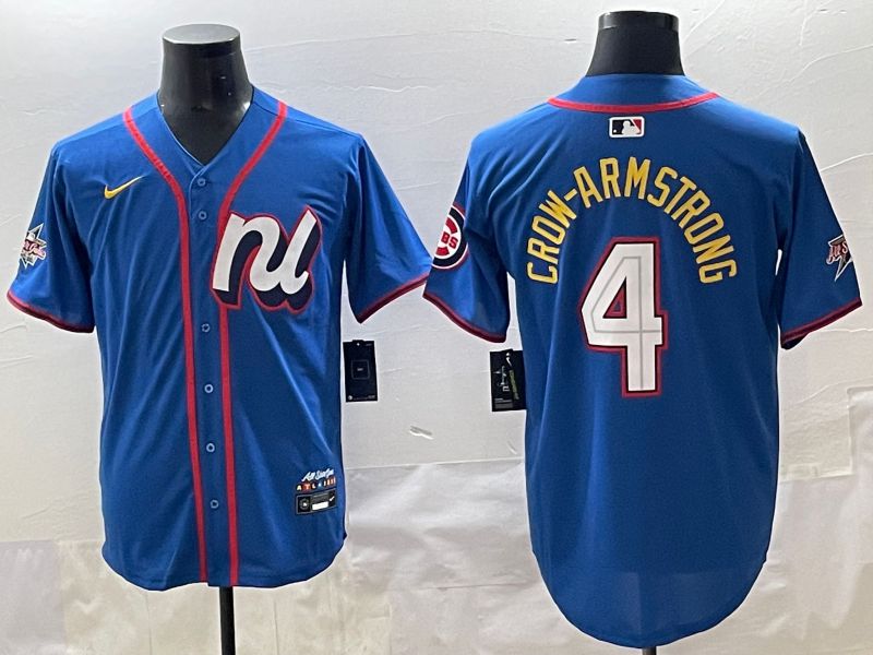 Men 2025 Chicago Cubs #4 Crow-Armstrong Blue All star Blank Blue Nike MLB Jersey style 1